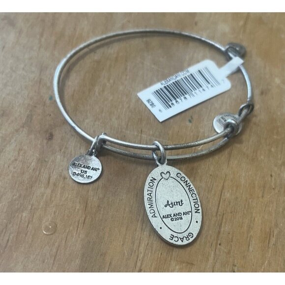 Alex And Ani Aunt  Admiration Connection Expandable Wire Bangle Rafaelian Silver - Picture 5 of 9